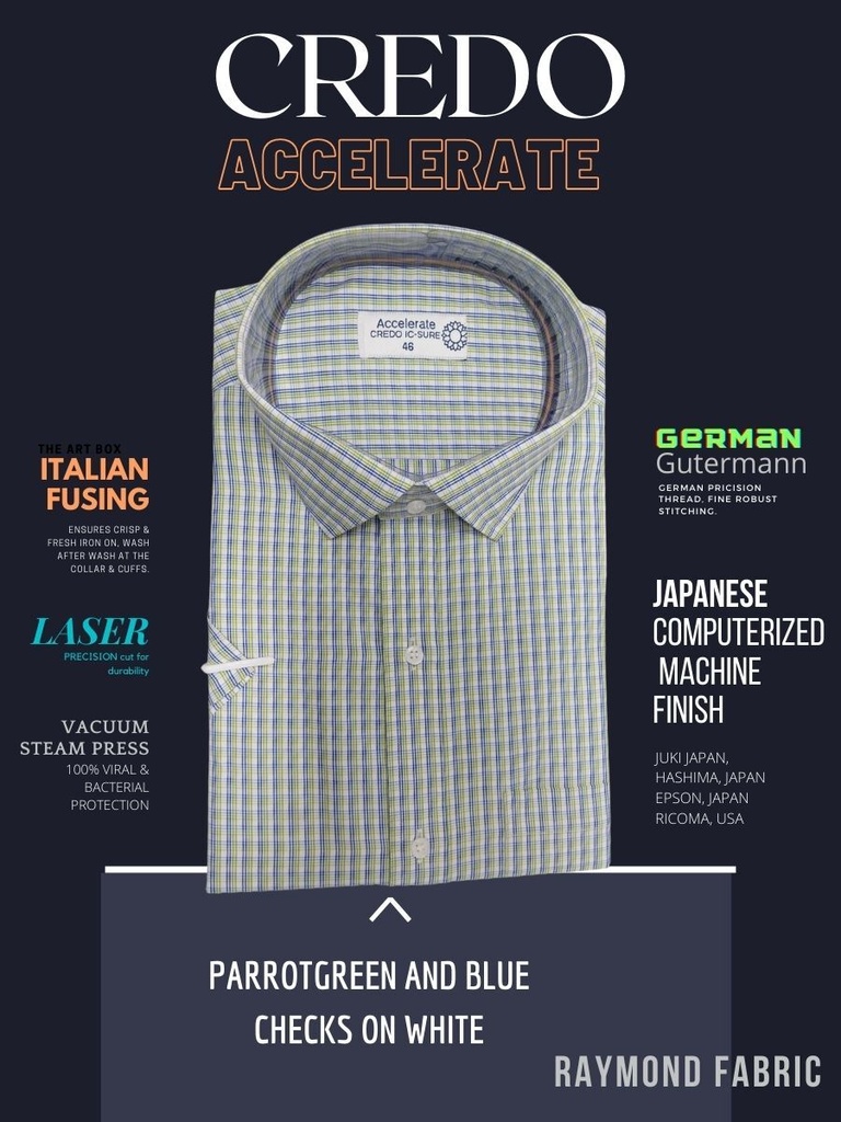 Green and blue square prints on white Raymond shirt(907)_1.jpg