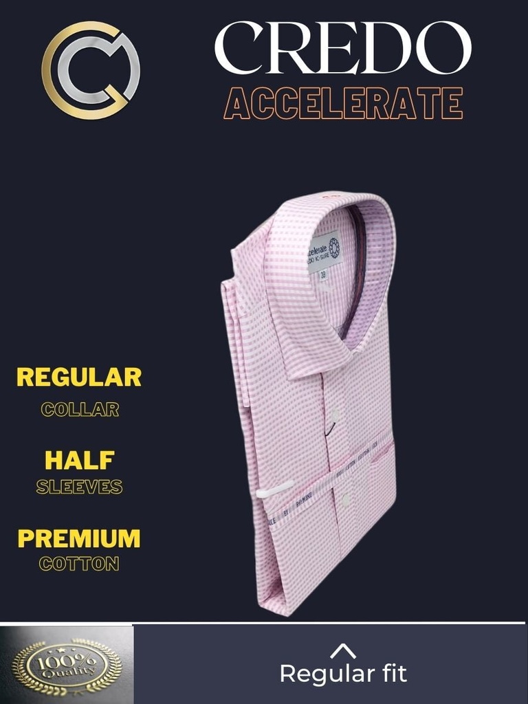 Men pink color white checked half sleeves formal shirt_2.jpg