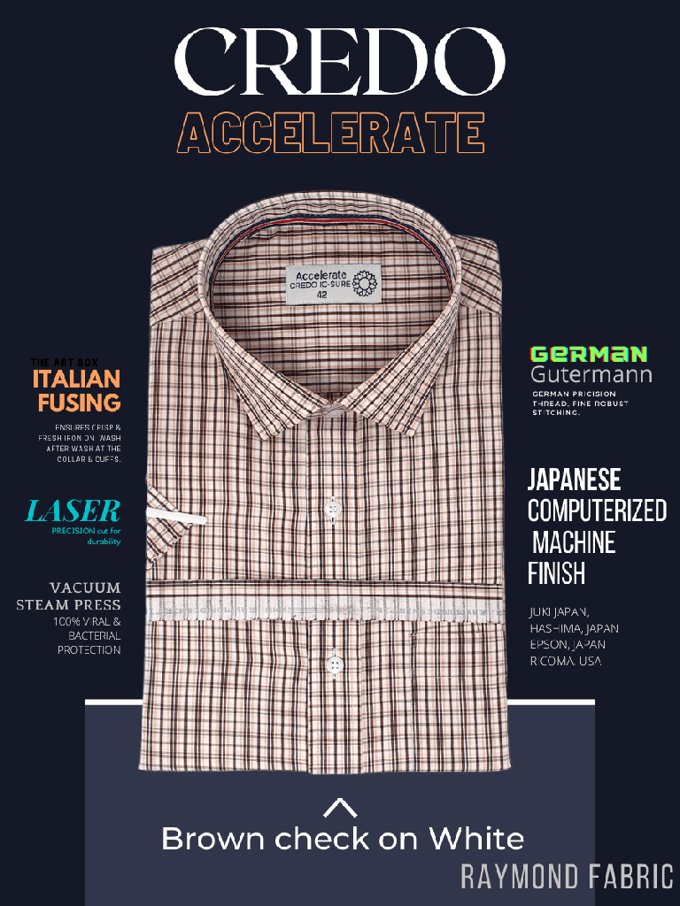 Raymond Fabric Brown Check on White Formal Shirt_1.jpg