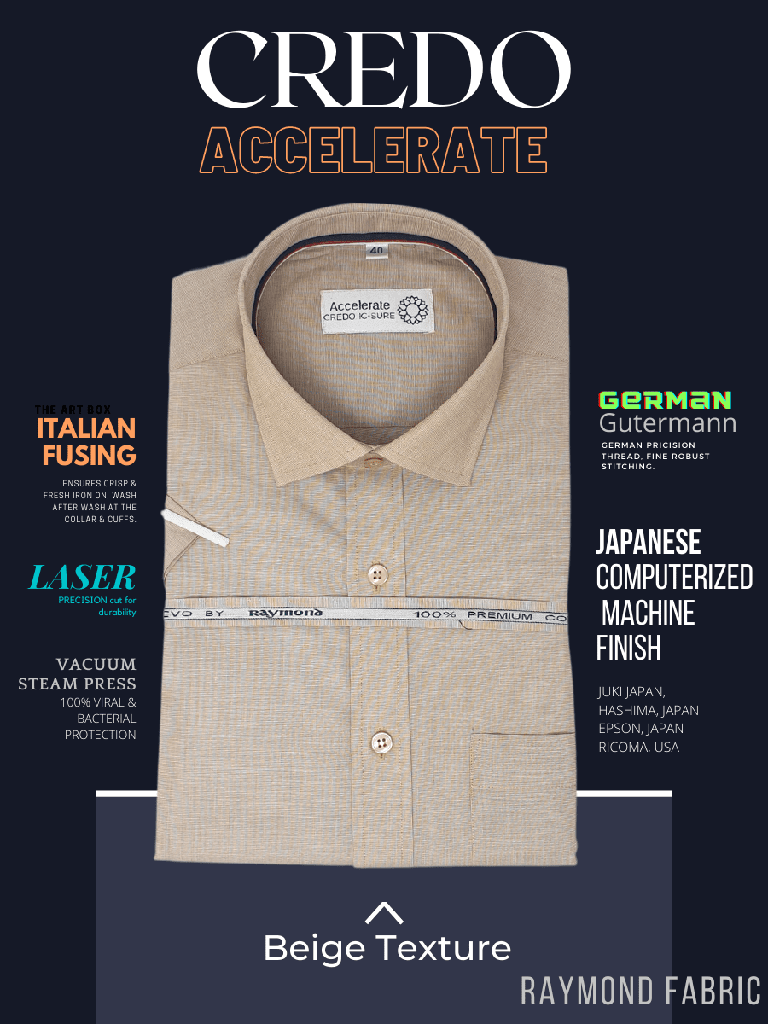 Raymond Fabric Beige Texture Half Sleeve Shirt(556)_1.jpg