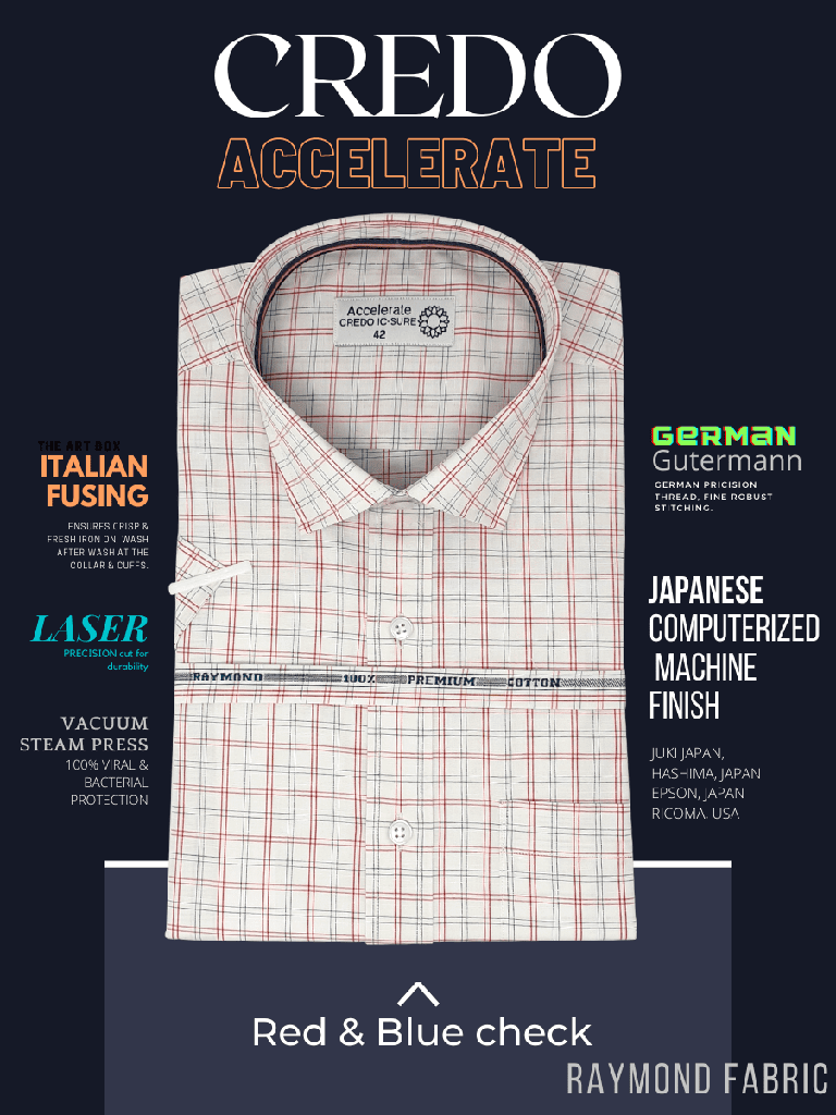 Raymond Fabric Blue &amp; Red Check Formal Shirt_1.jpg