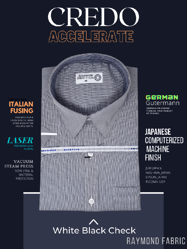Raymond Fabric White Black Check Half sleeve Formal Shirt(581)_1.jpg
