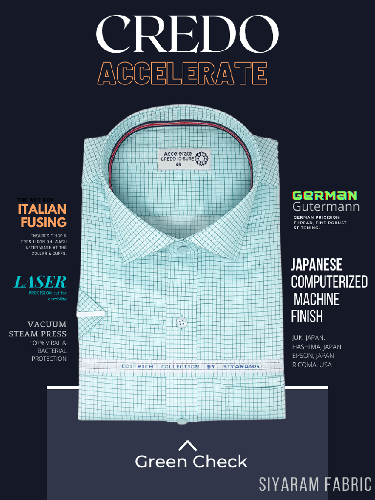 Siyaram Fabric Green Check Formal Shirt_1.jpg