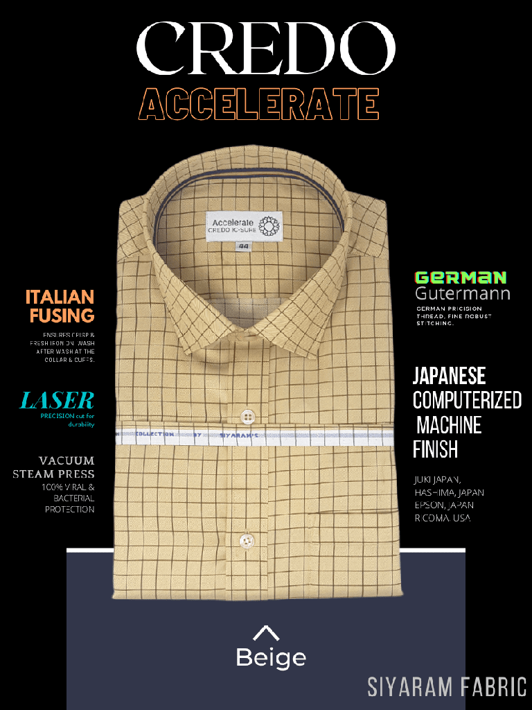 Siyaram Fabric Brown Check on Beige Formal Shirt_1.jpg