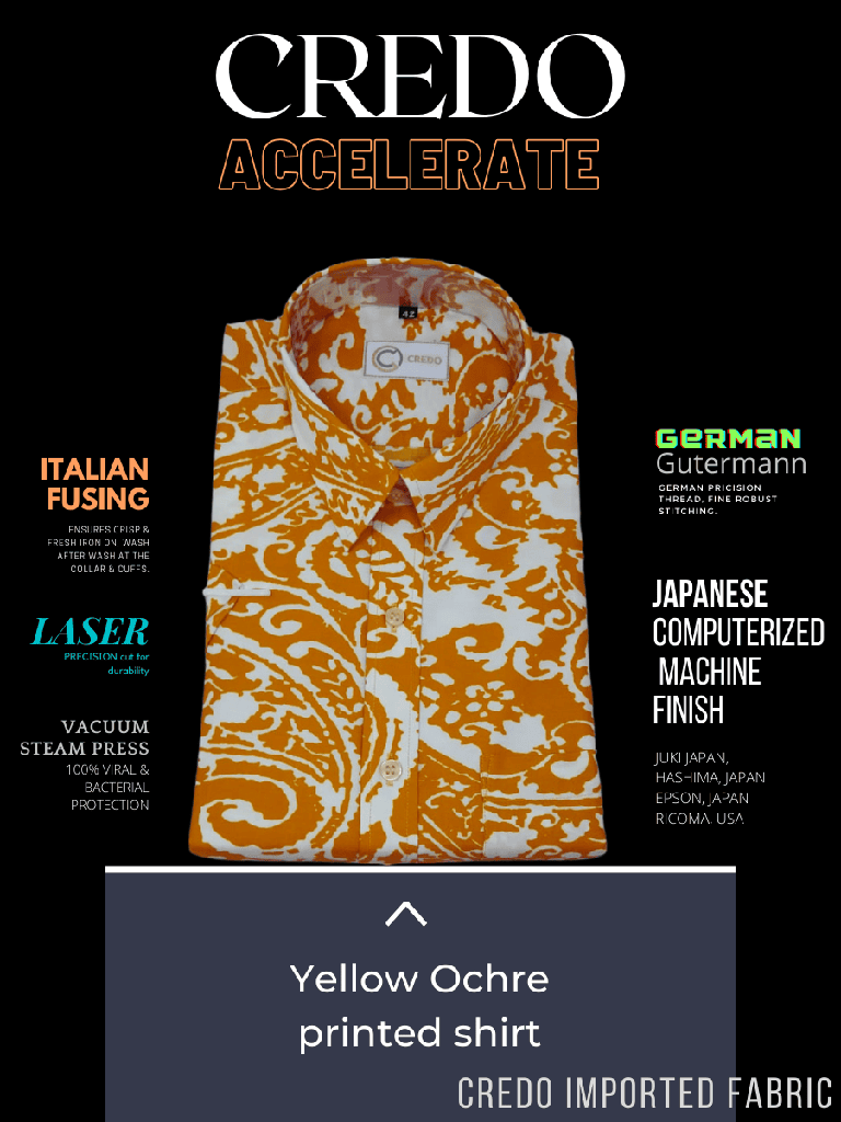 Yellow ochre paisley printed half sleeve shirt (880)_1.jpg
