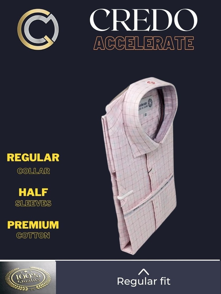 light pink black checked half sleeves formal shirt_2.jpg