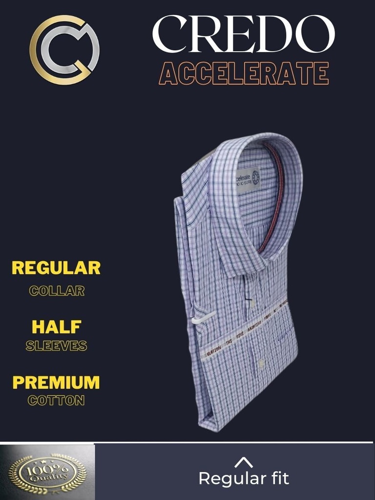 men half sleeves gray color blue checked formal shirt_2.jpg