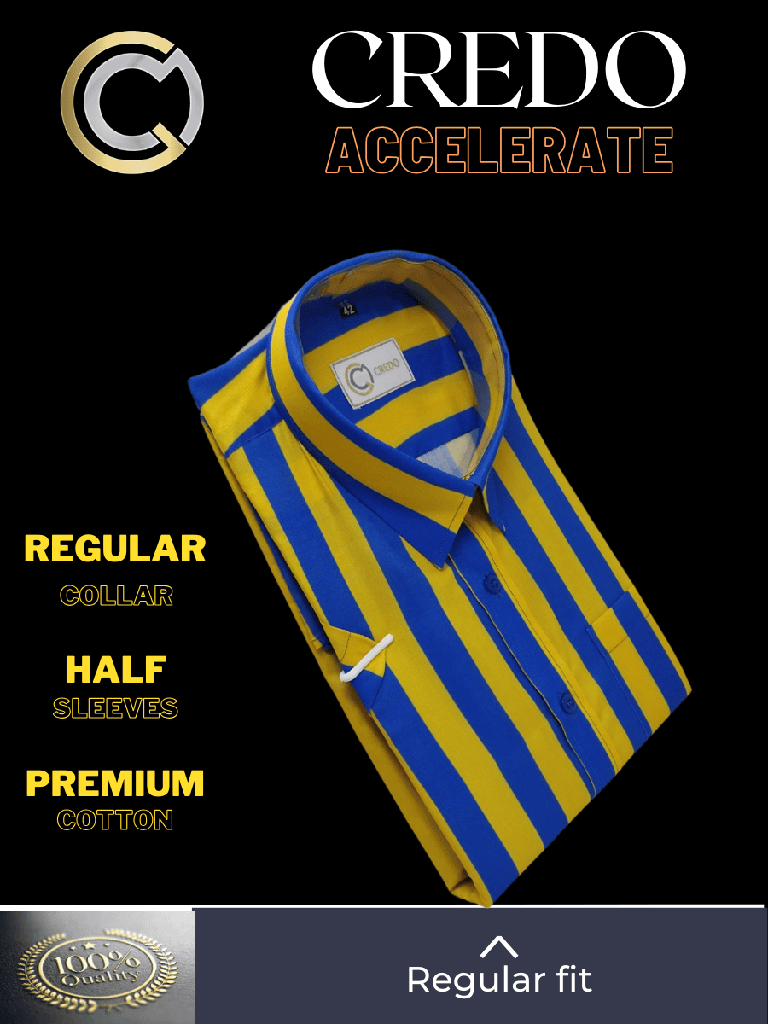 men yellow and blue stripe half sleeves semi formal shirt (846)_2.jpg