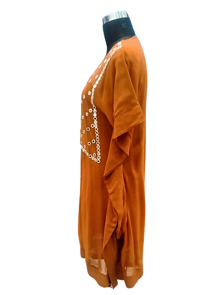 wome's Brown colour mirror work kaftan._1.jpg