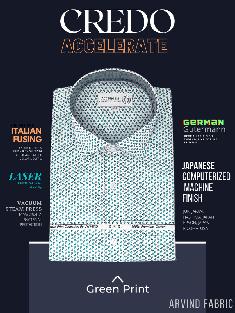 Arvind Fabric Green Printed Formal Shirt_1.jpg