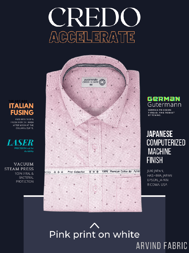 Arvind Fabric Pink &amp; White Formal Shirt_1.jpg