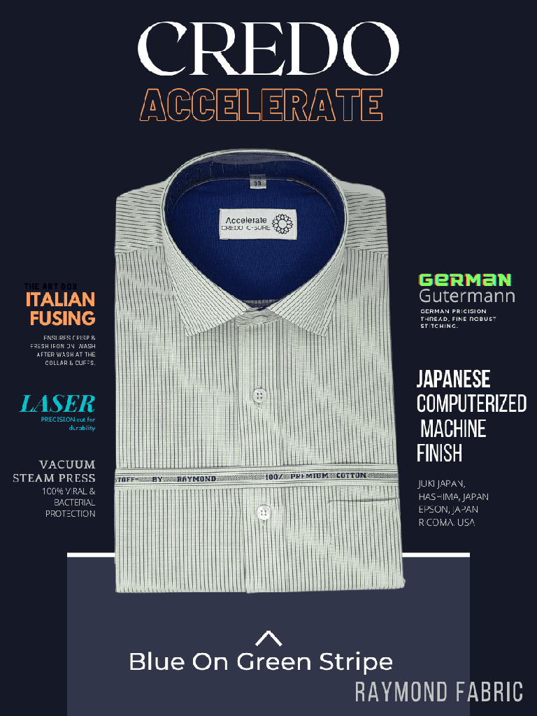 Raymond Fabric Blue & Green Stripe Formal Shirt_2.jpg