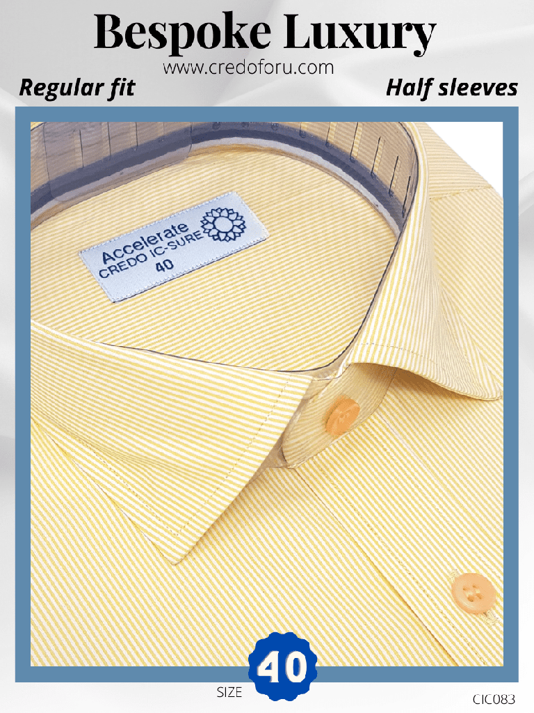Raymond Fabric Yellow Stripe Half Sleeves Formal Shirt(83)_2.jpg