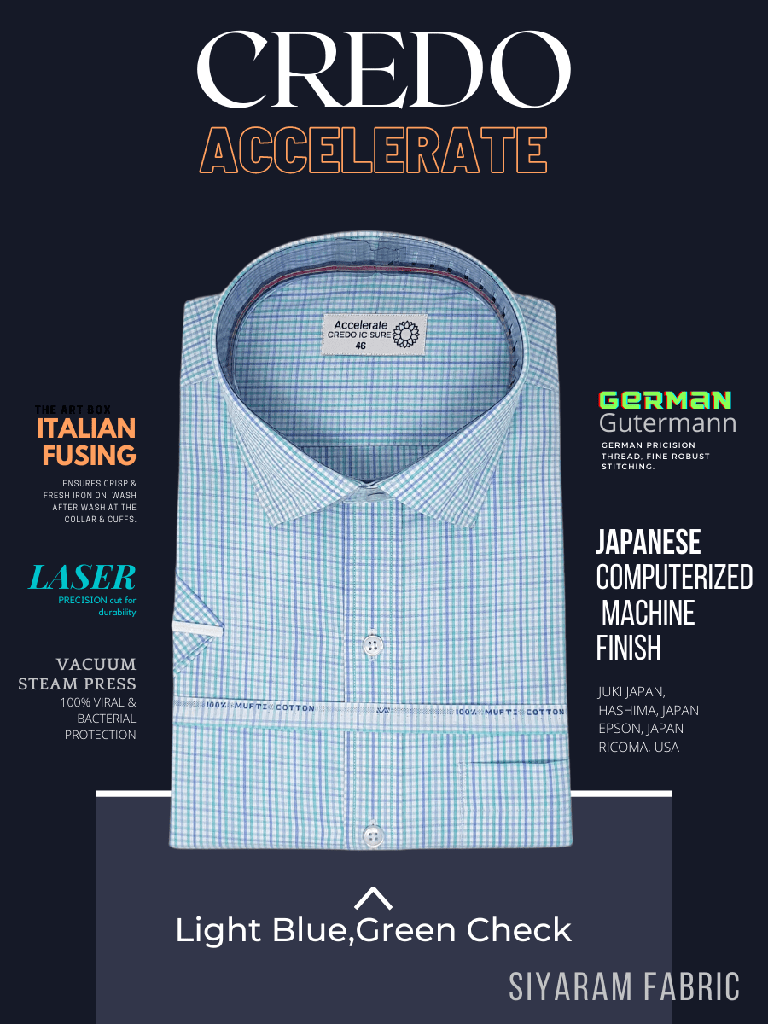 Siyaram Fabric Light Blue & Green Check Formal Shirt(23)_1.jpg