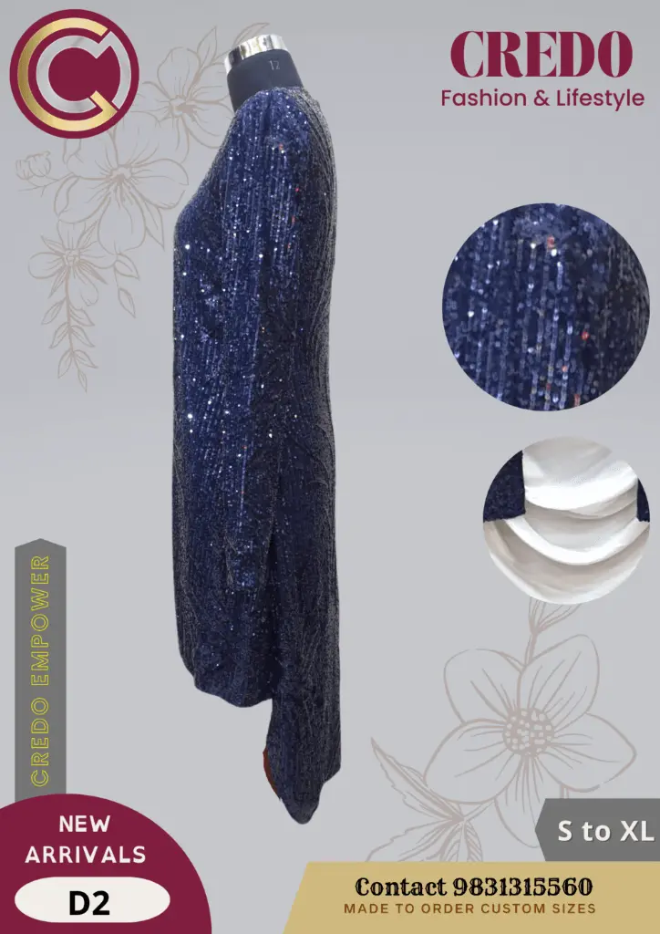 Dress with blue sequence jacket-Blue-3.webp