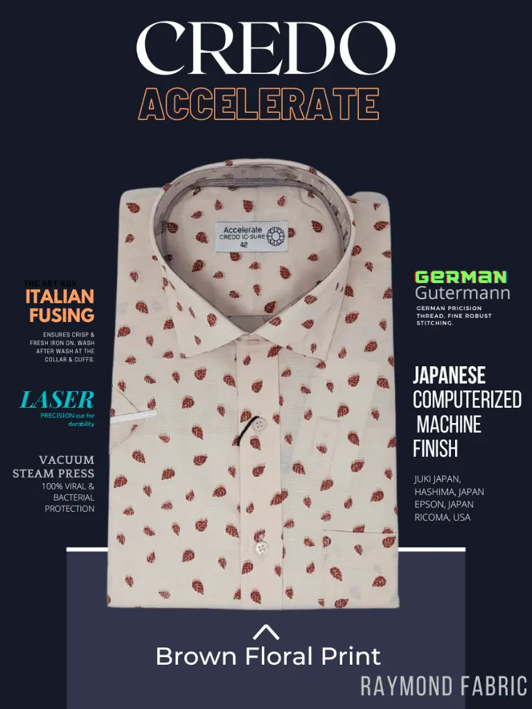 Credo Imported Brown Floral Print On Beige Half Sleeve Shirt(660)-42-2.webp
