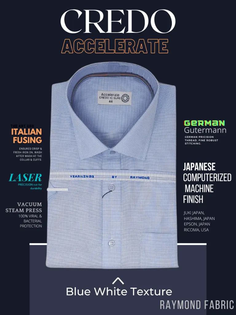 Raymonds Blue White Texture Half Sleeves Shirt(656)-44-2.webp