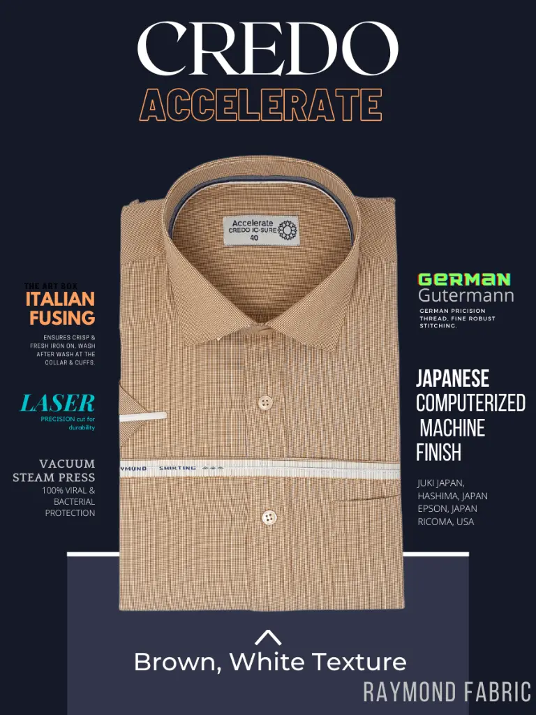 Raymond Fabric Brown White Texture Half Sleeve Formal Shirt(503)-40-2.webp