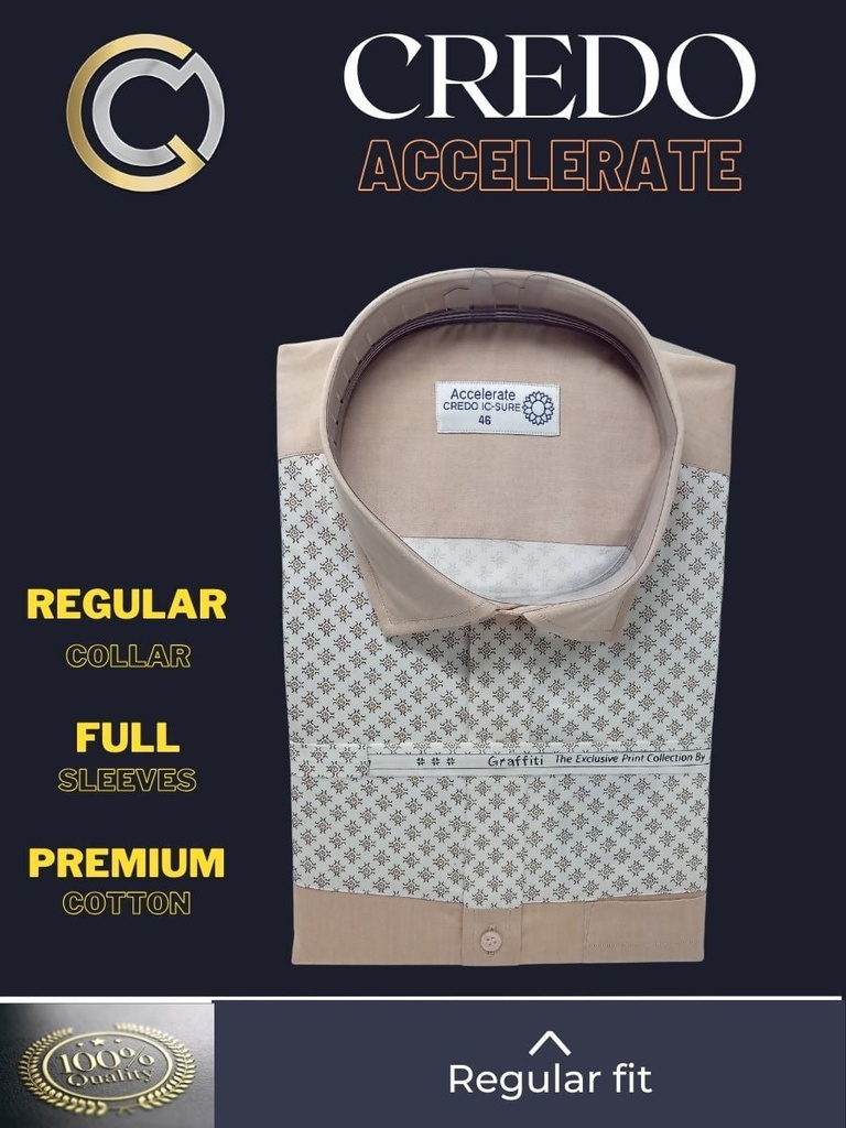 Beige and white printed combined full sleeve shirt 787 Image 3