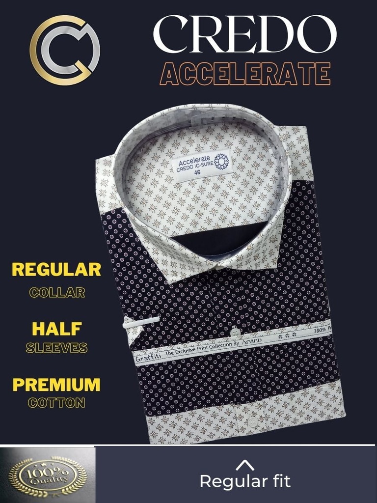 Black and white printed combined half sleeve shirt 798 Image 3