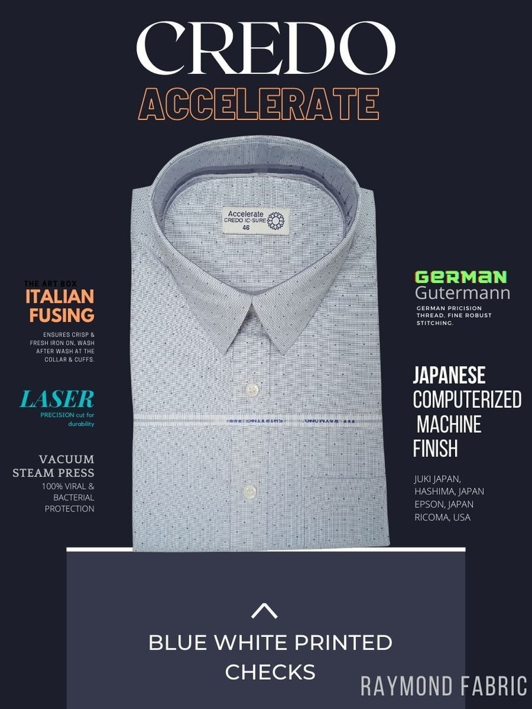 Blue and white printed checks full sleeve shirt 792 Image 2
