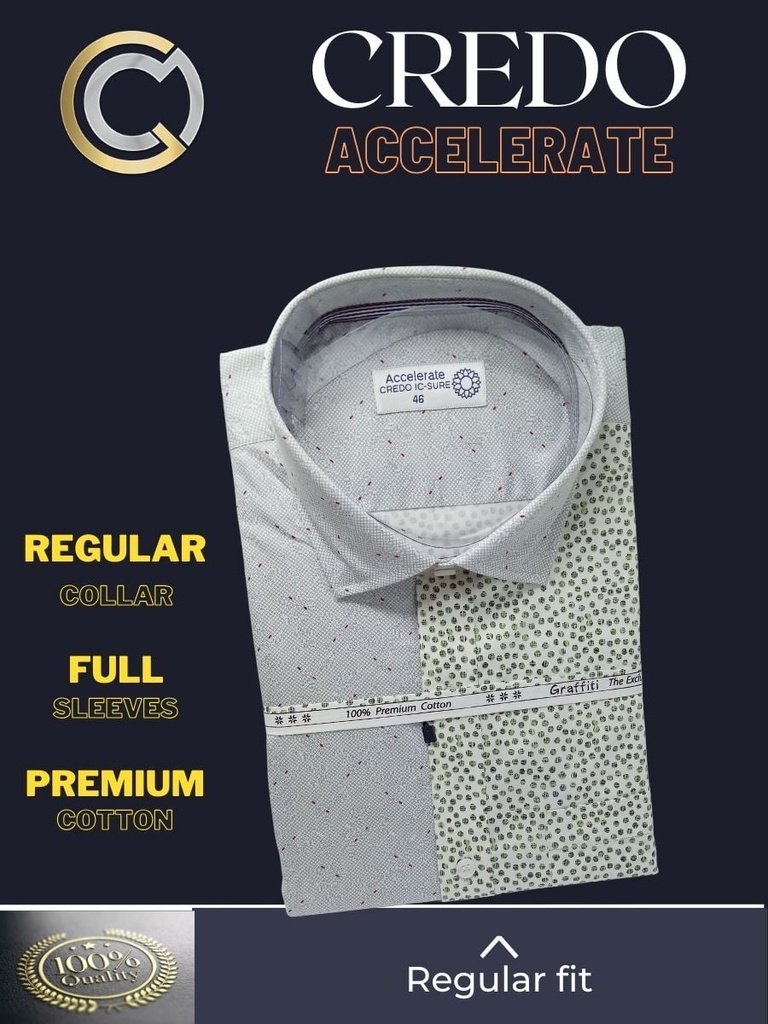 Green and grey printed combined full sleeve shirt 785 Image 3