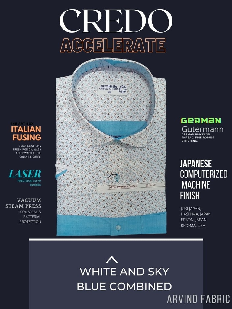 Sky and white printed combined half sleeve shirt 793 Image 2