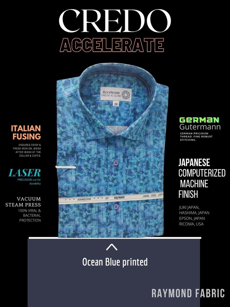 Ocean blue printed Raymond shirt(895) Image 2