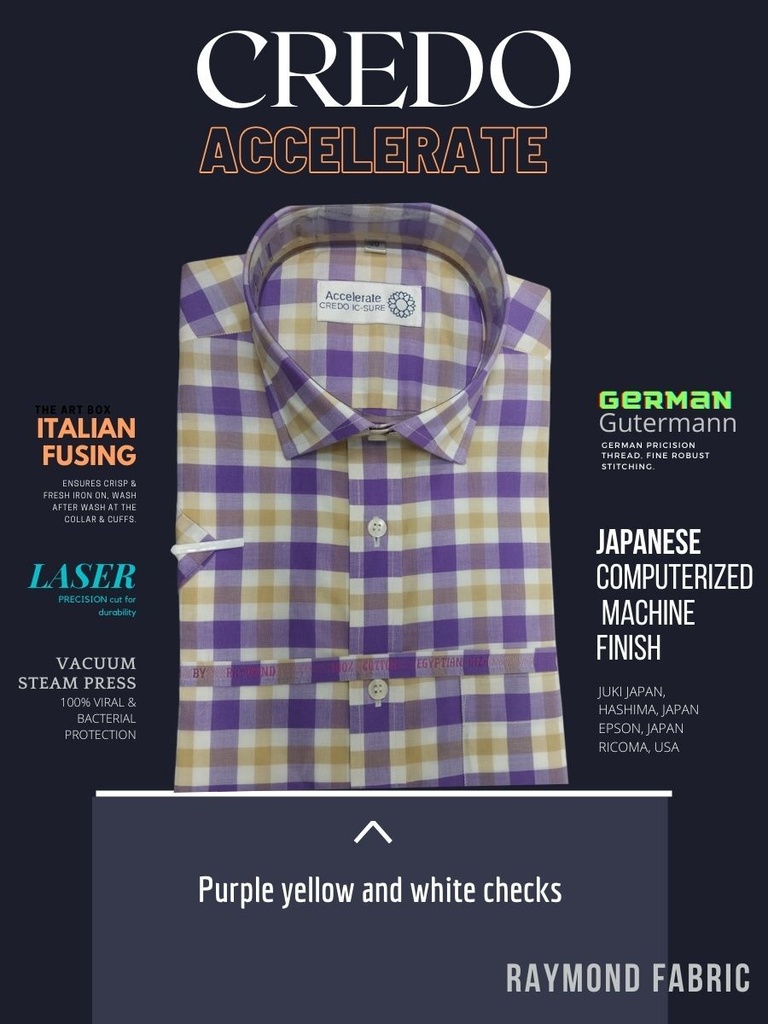 Purple yellow and white checkd Raymond shirt(894) Image 2