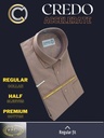 Brown geometric prints on white Raymond shirt(890) Image 3