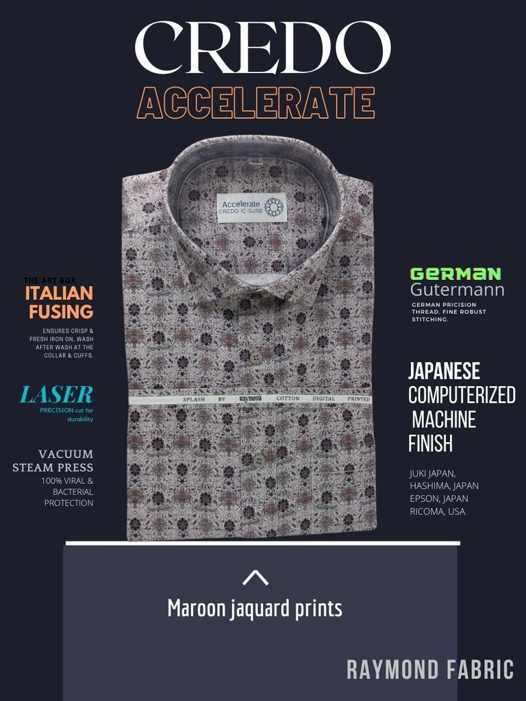 Maroon jacquard printed raymond shirt(888) Image 2