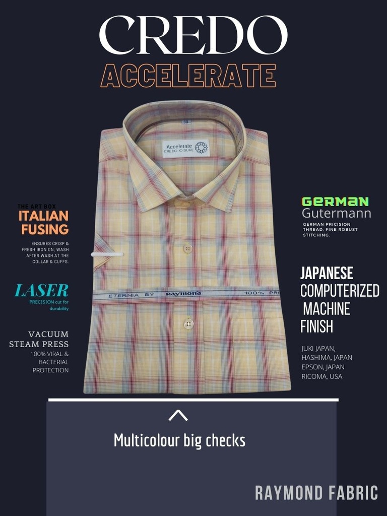 Yellow checks Raymond shirt(886) Image 2