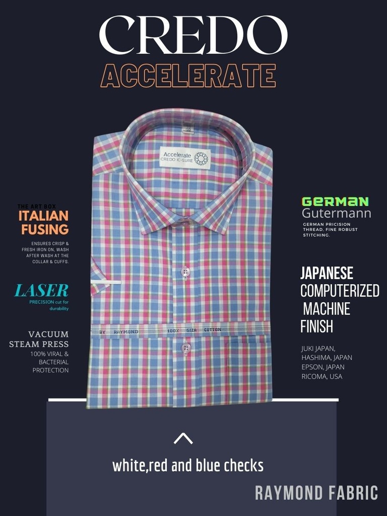 White, red and blue checks raymond shirt(885) Image 2
