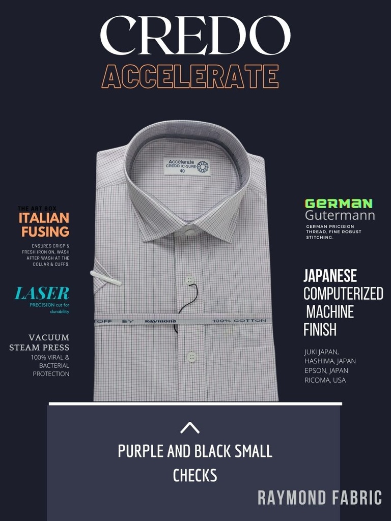 Purple and black small checks raymond shirt(883) Image 2