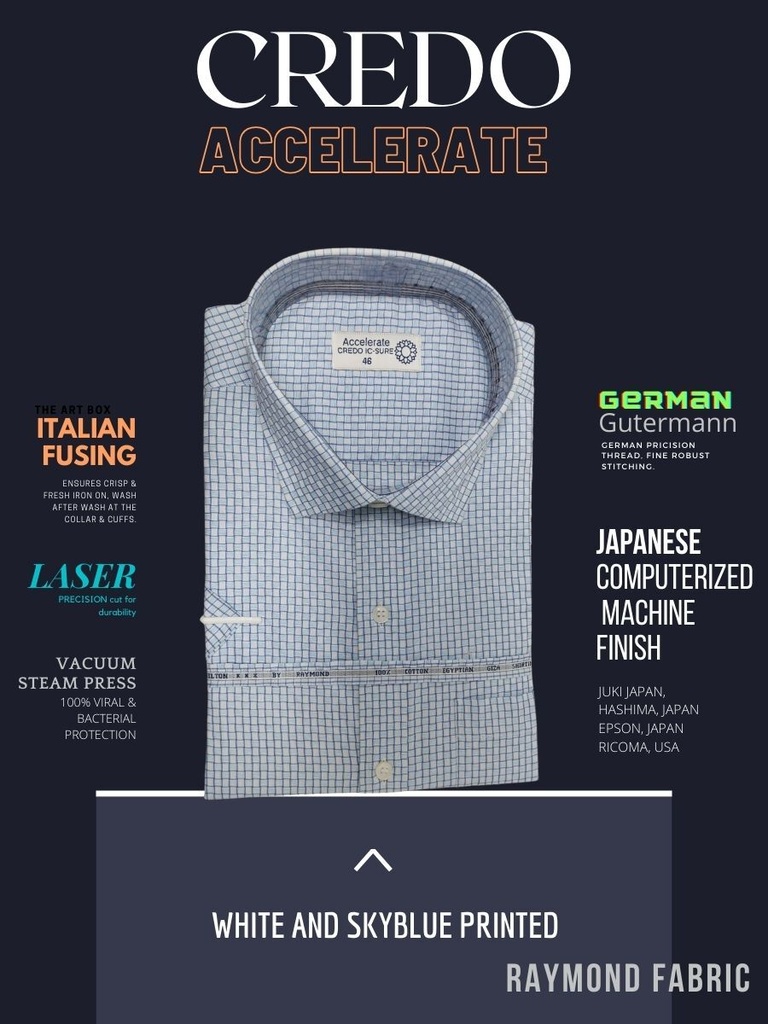 White and sky blue printed Raymond shirt(904) Image 2