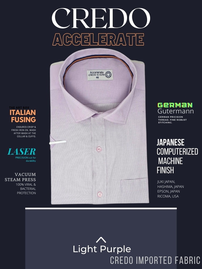 CREDO Imported light purple half Sleeve Shirt(698)A Image 2