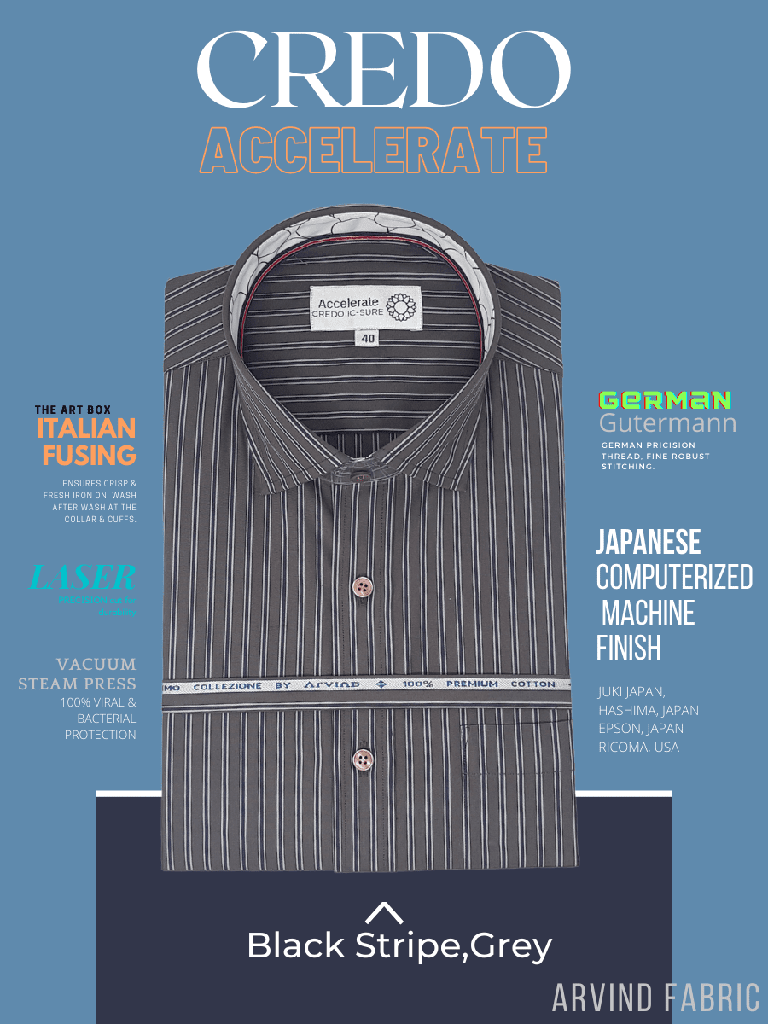 Arvind Fabric Black Stripe on Grey Formal Shirt_1.jpg