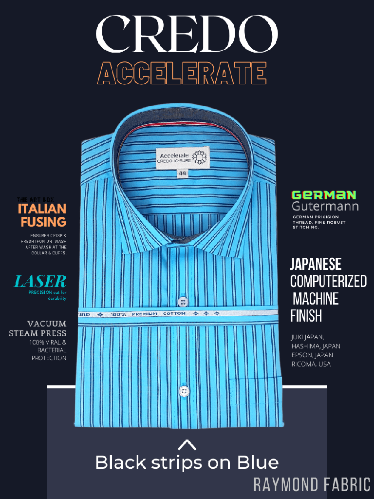 Arvind Fabric Black Stripe on Blue Formal Shirt_1.jpg