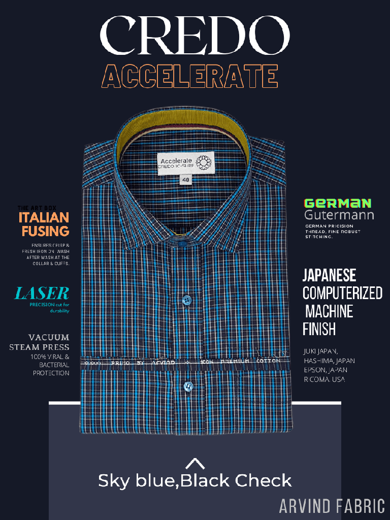 Arvind Fabric Blue check, Black_1.jpg
