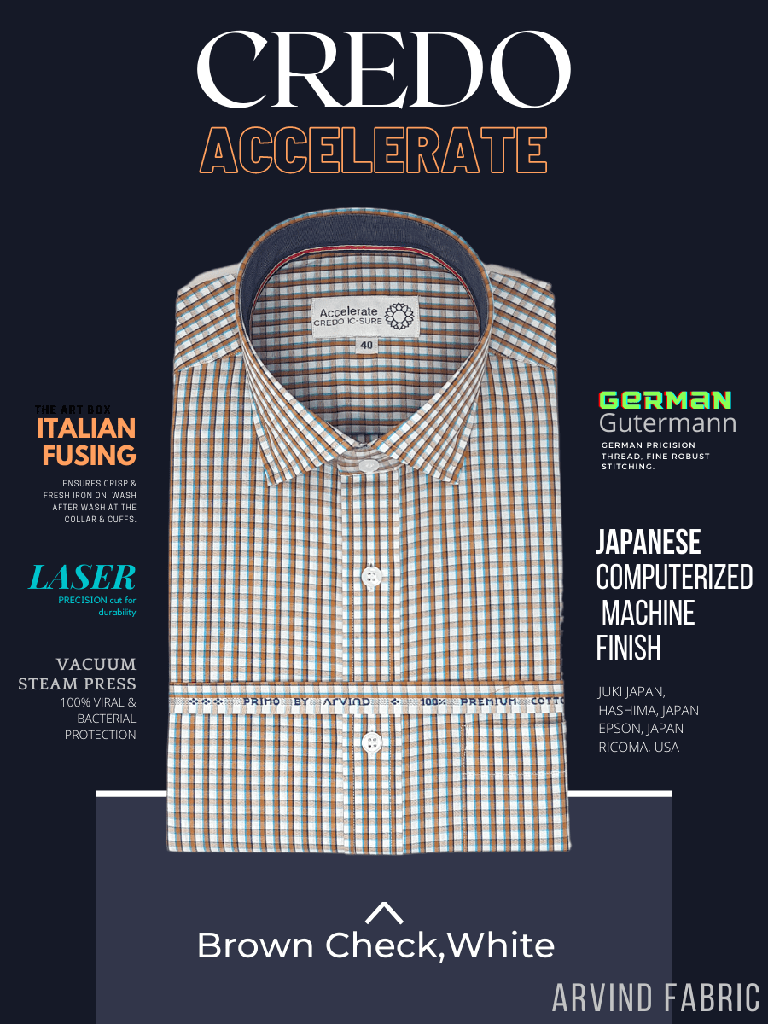 Arvind Fabric Brown Check on White Formal Shirt_1.jpg