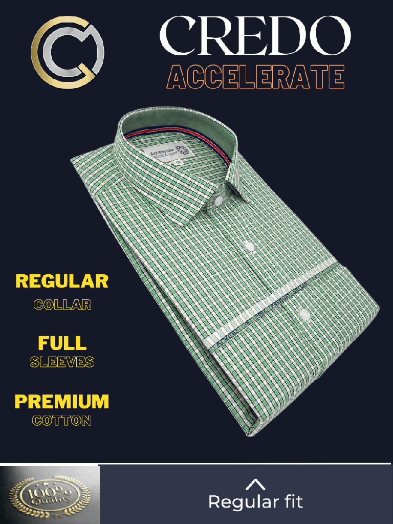 Arvind Fabric Green Check Formal Shirt(166)_2.jpg