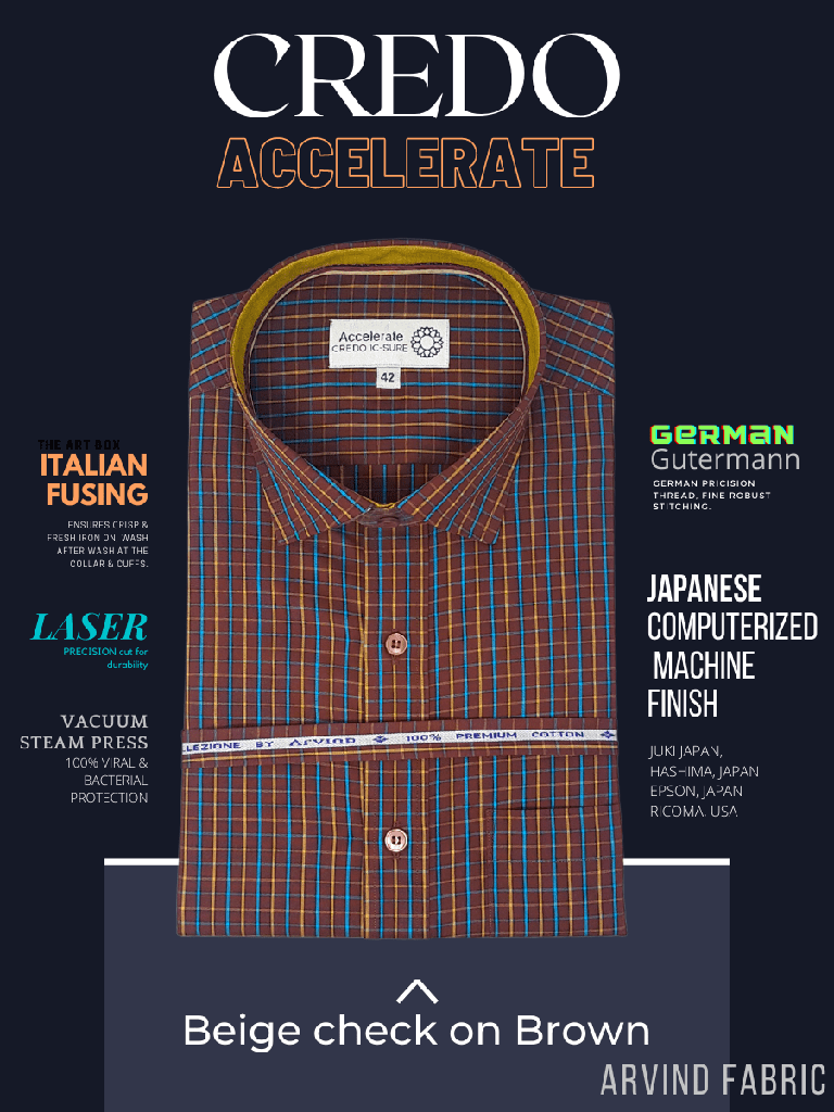 Arvind Fabric Beige Check on Brown Formal Shirt_1.jpg