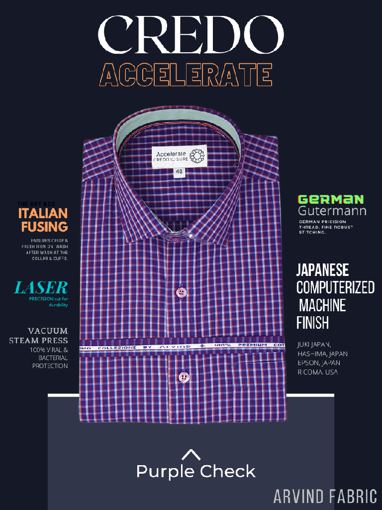 Arvind Fabric Purple Check Formal Shirt_1.jpg