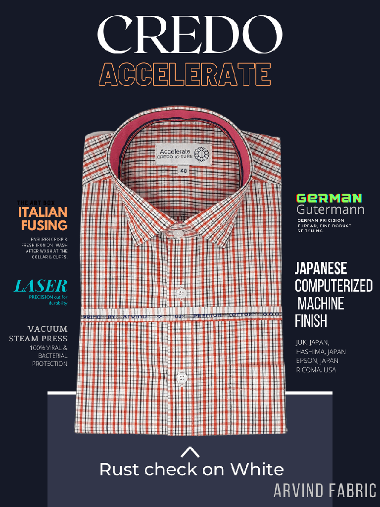 Arvind Fabric Rust Check on White Formal Shirt_1.jpg