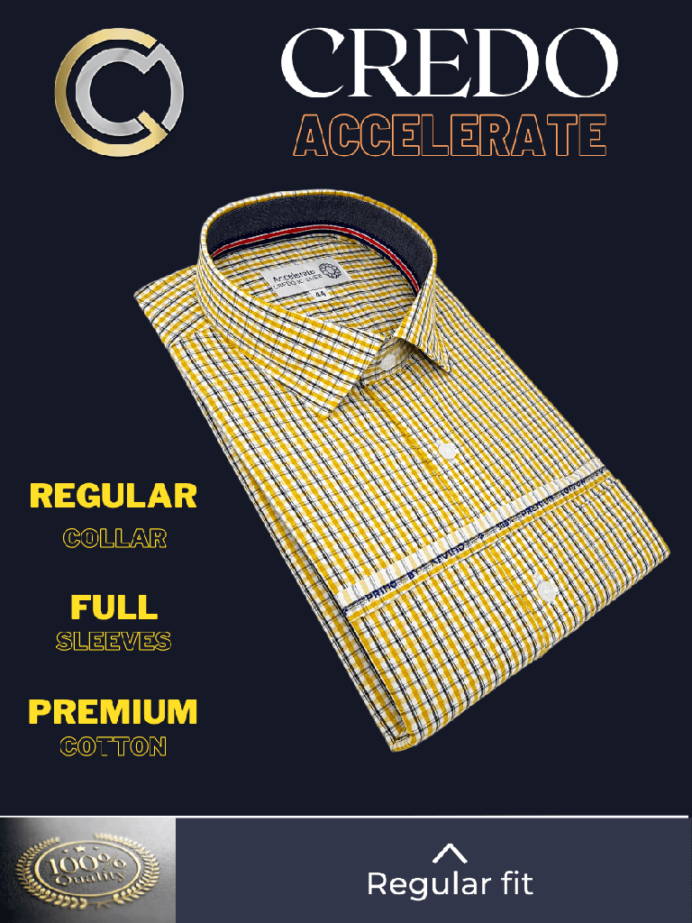 Arvind Fabric Yellow Check Formal Shirt_2.jpg