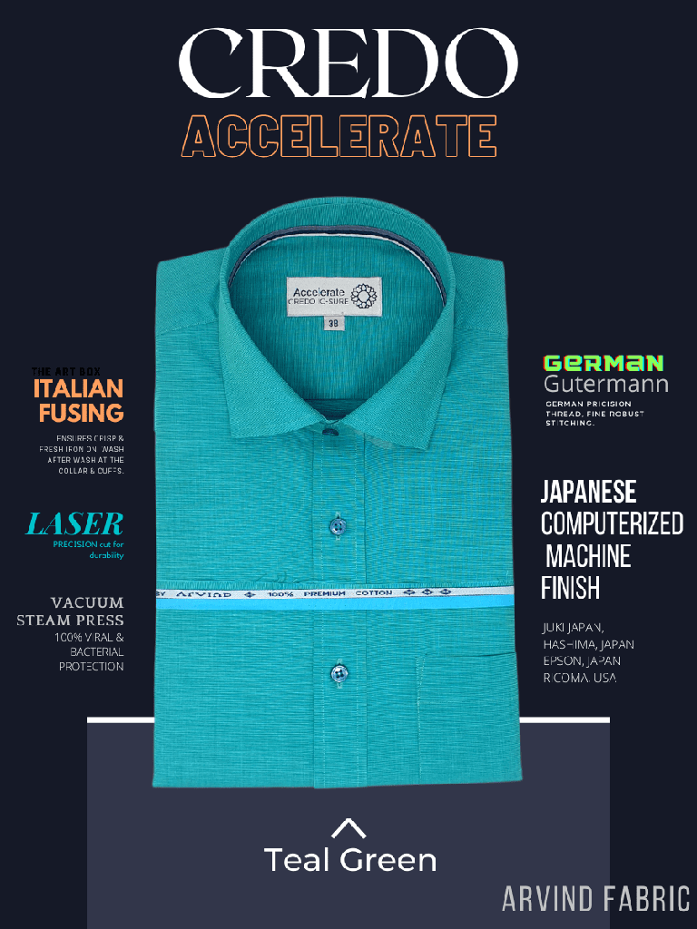 Arvind Fabric Teal Green Formal Shirt_1.jpg