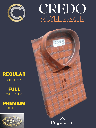 Blue checked orange colour full sleeves formal shirt_2.jpg