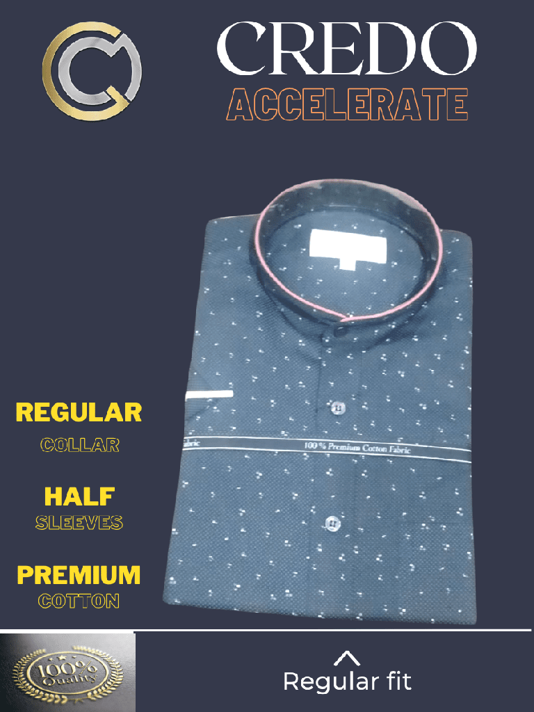Blue printed half sleeves formal shirt_2.jpg
