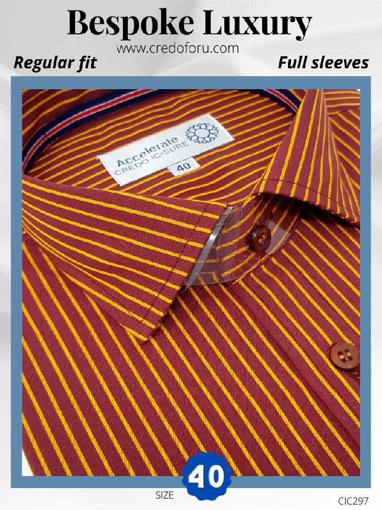 [yellow-stripe-maroon-formal-shirt-40] Yellow stripe, Maroon Formal Shirt