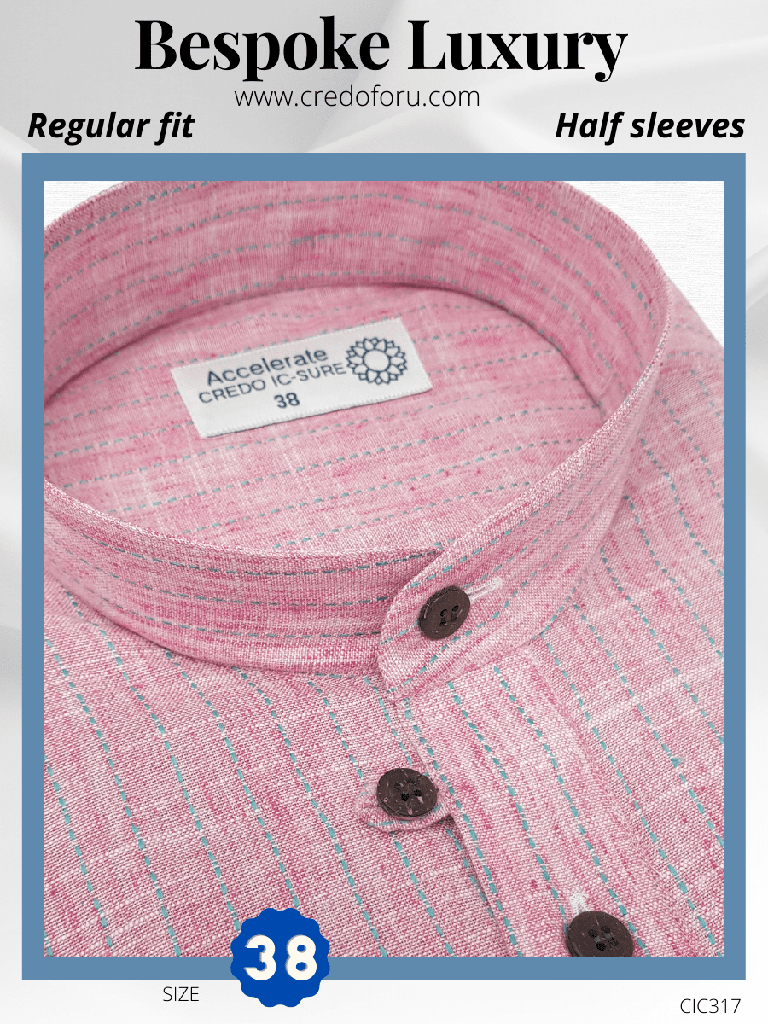 [blue-stripe-on-pink-formal-shirt-38] Blue Stripe on Pink Formal Shirt